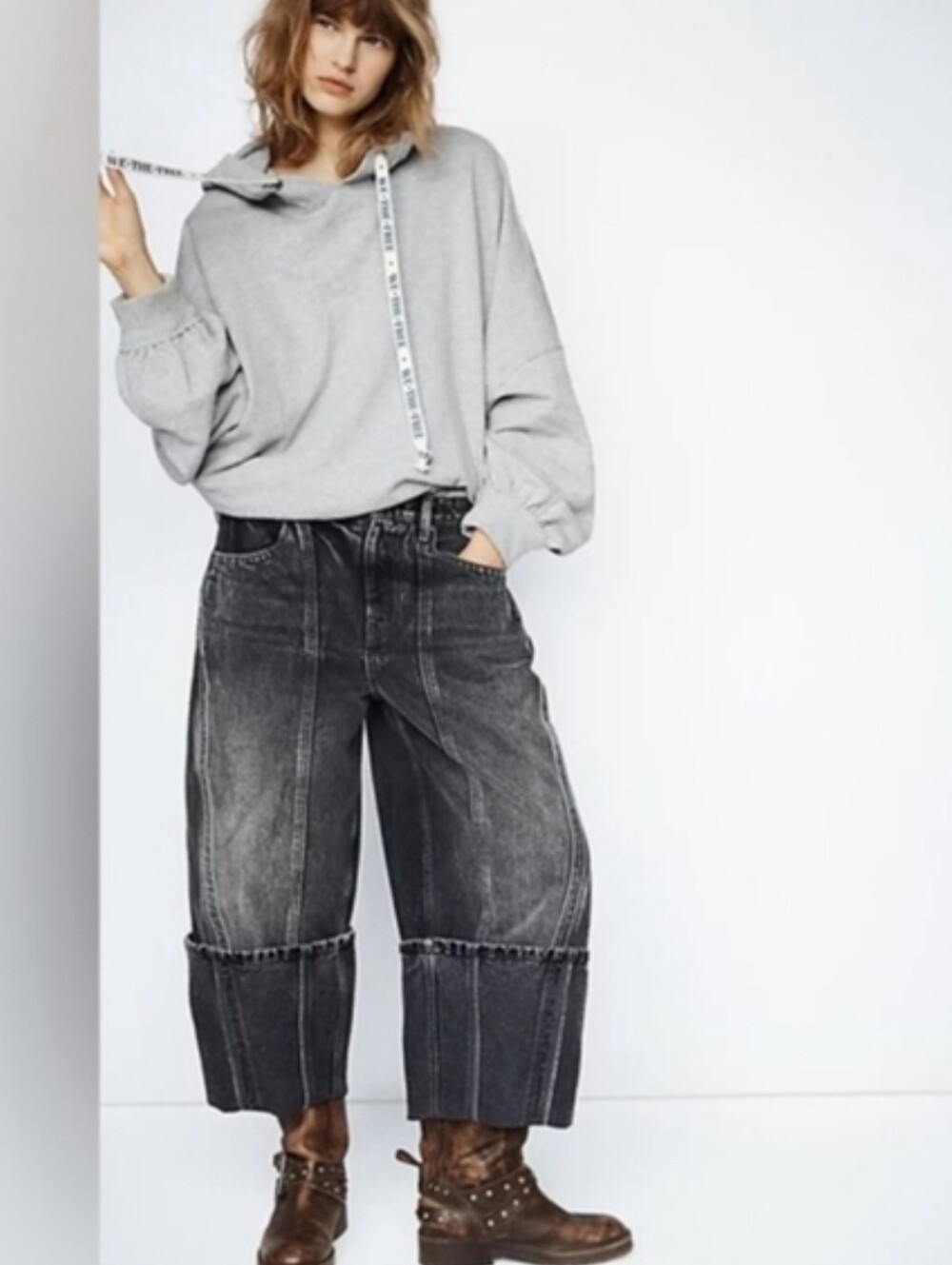 Free People We The Free Olsen Cuffed Barrel Jeans 31